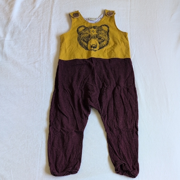 nooks design bear graphic colorblock jumpsuit 3T toddler unisex - Picture 2 of 8